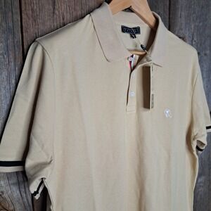 NWT Preppy Golfcore Sir Raymond Tailor Men XL Pique Short Sleeve Polo Shirt Tan